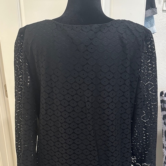 Tacera Black A-line Long Sleeve Lace Midi Dress XL - Picture 8 of 12